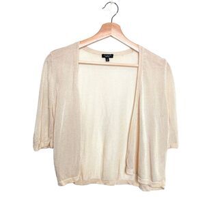 Talbots Sweater Womens M Open Front Shrug Cardigan Short Sleeve Viscose  Knit